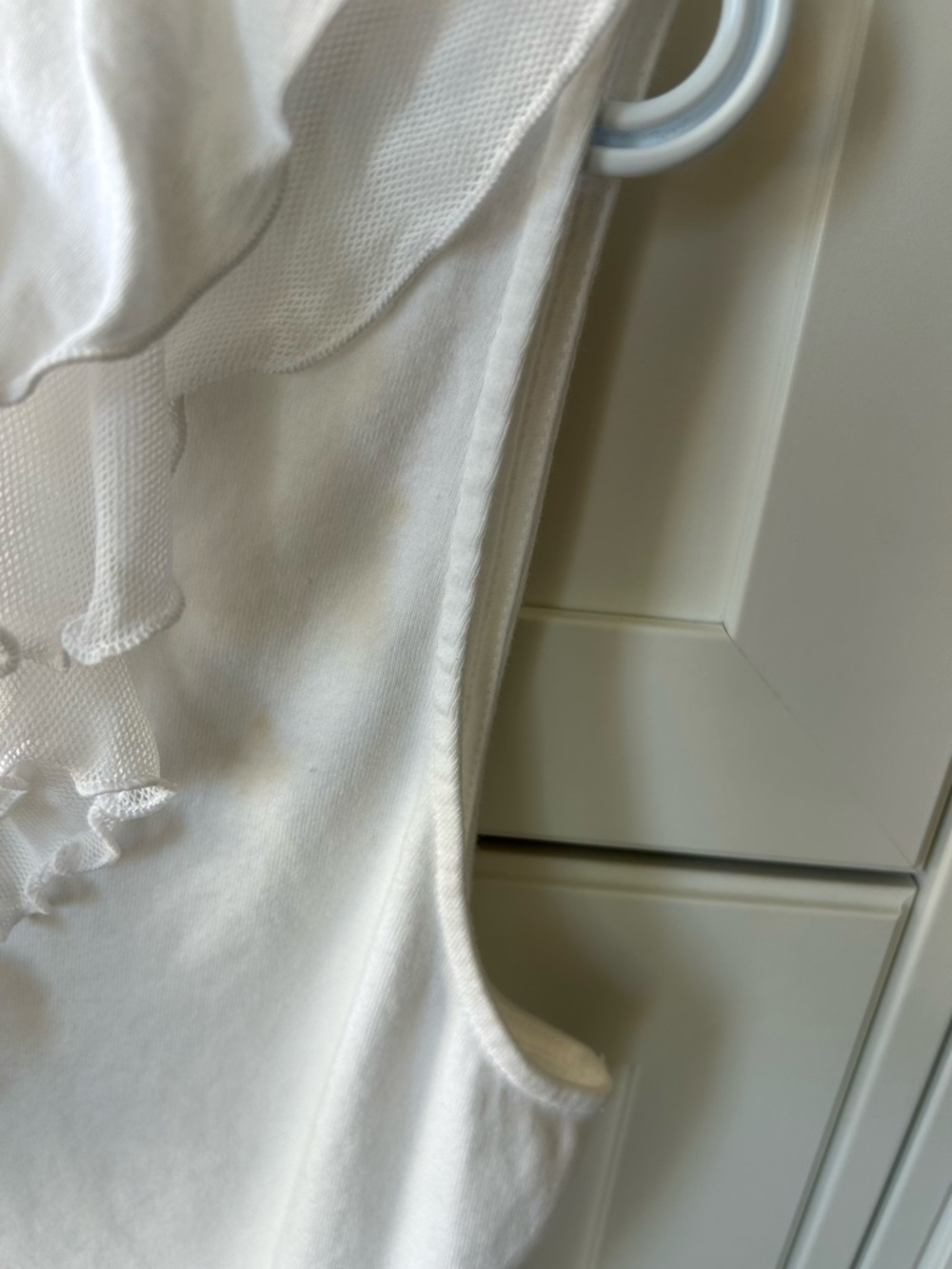Chaps White Ruffle V-Neck Blouse - Picture 6 of 8